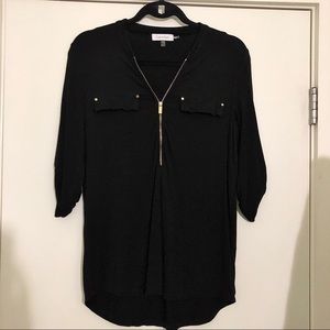 Black Calvin Klein Top with Gold Accents